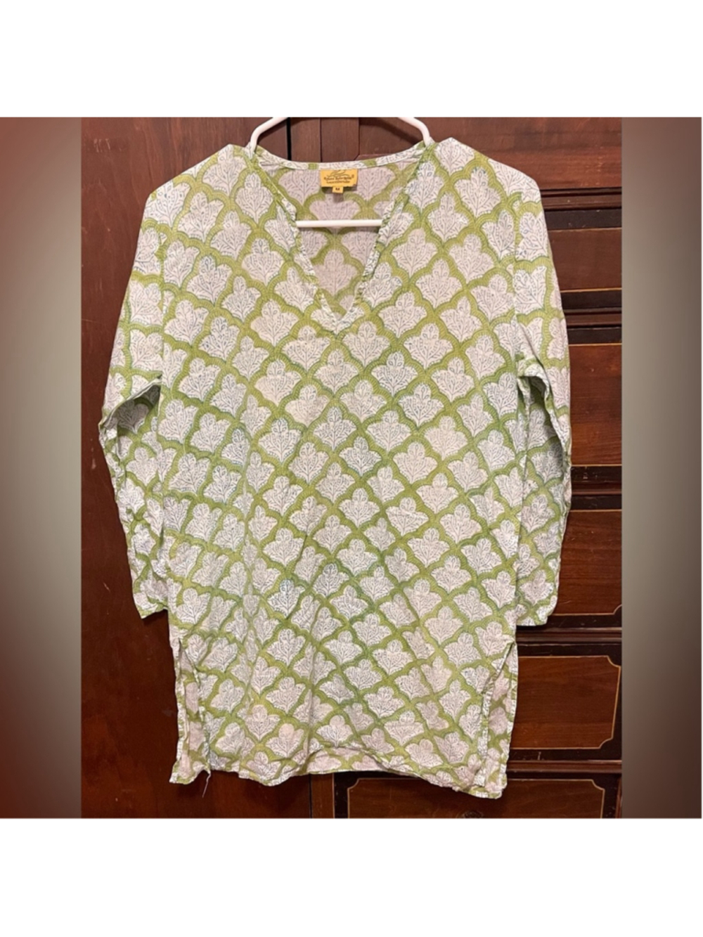 Roberta Roller Rabbit Olive and White Jemina Kurta Tunic